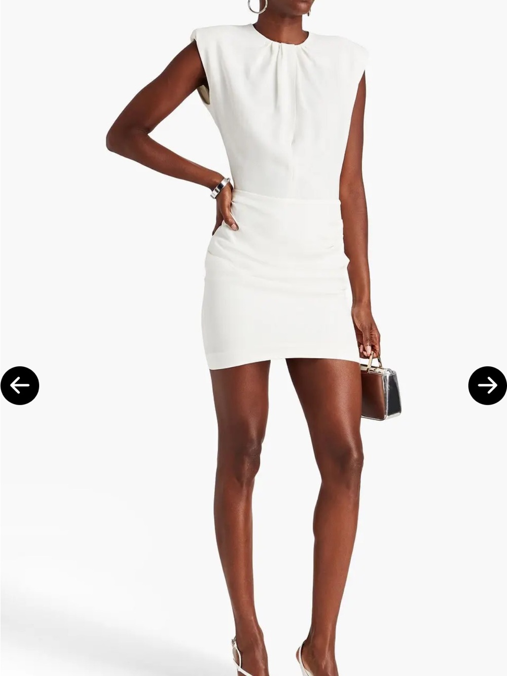 IRO Hivi White Mini Dress with Padded Shoulders